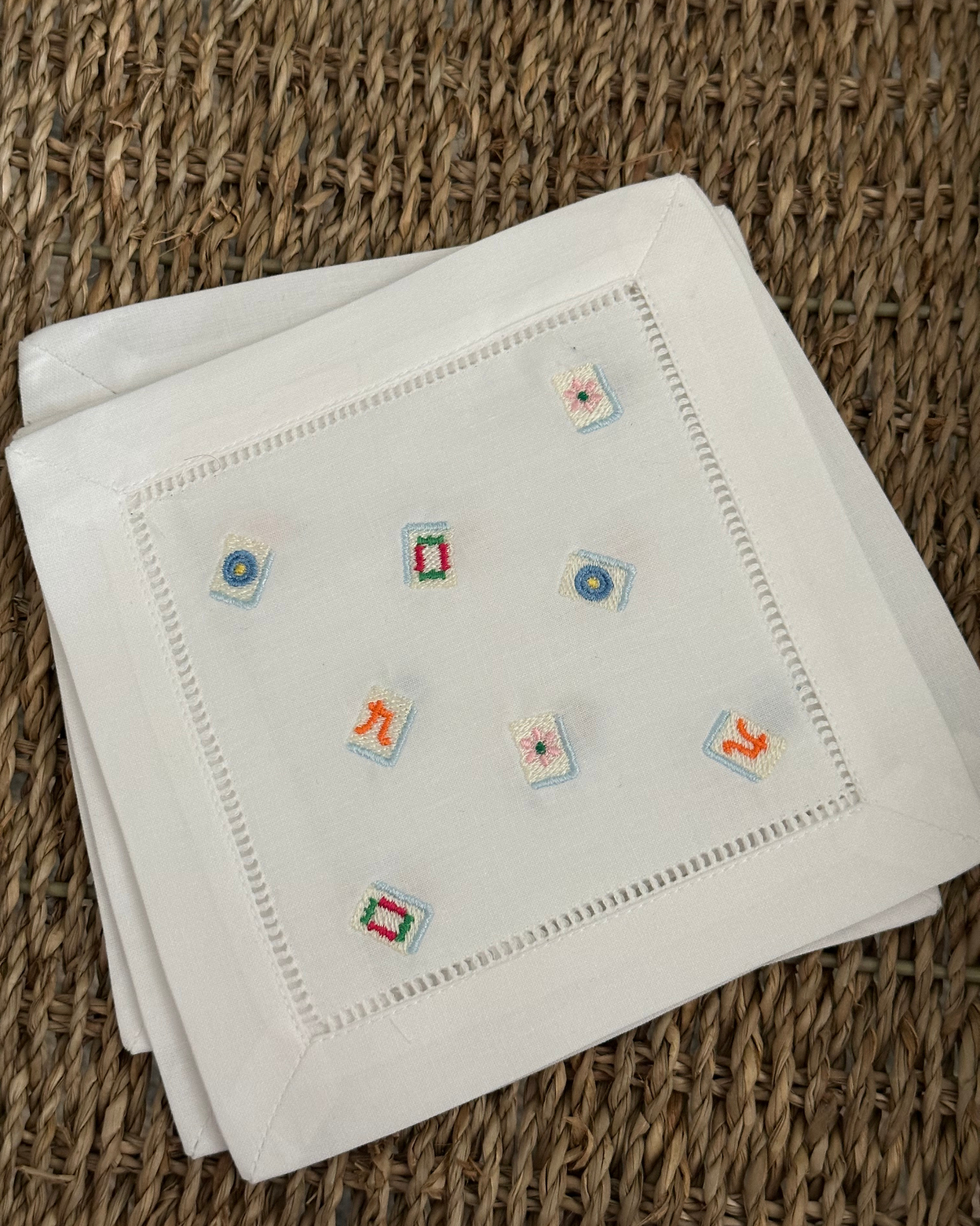 Scattered Mahjong Tiles Cocktail Napkins