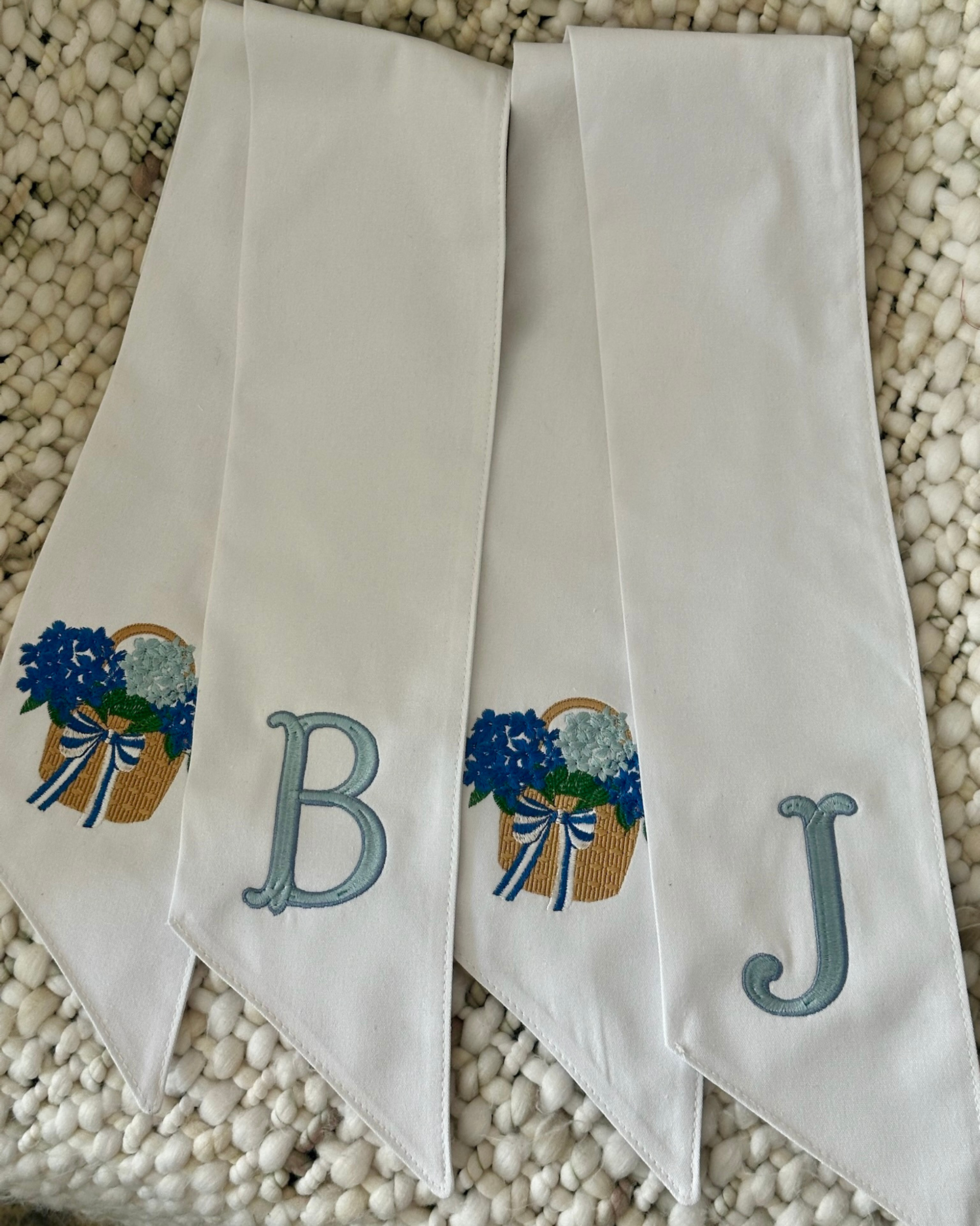 Basket of Hydrangeas Wreath Sash