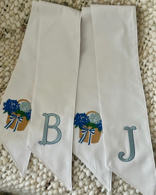 Basket of Hydrangeas Wreath Sash