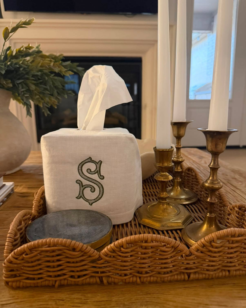 Linen Tissue Box Cover