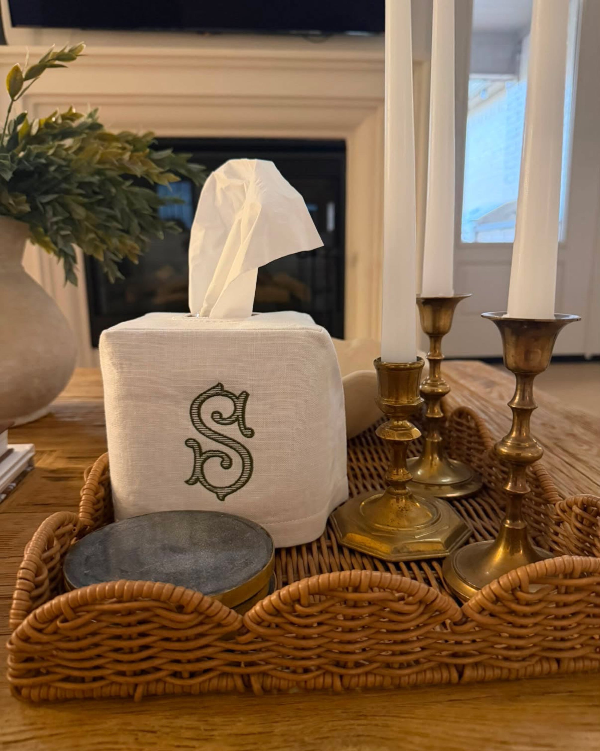 Linen Tissue Box Cover
