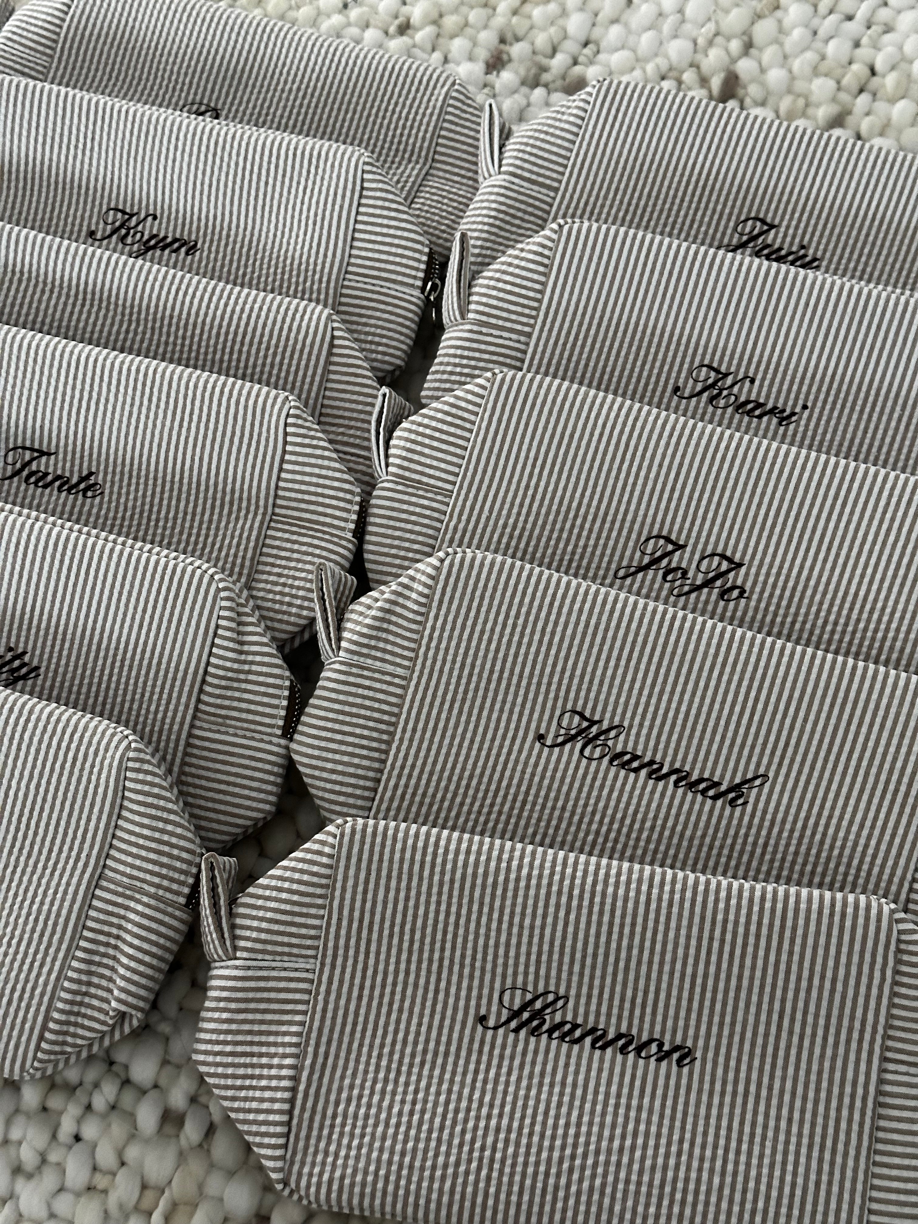 Seersucker Striped Makeup Bag
