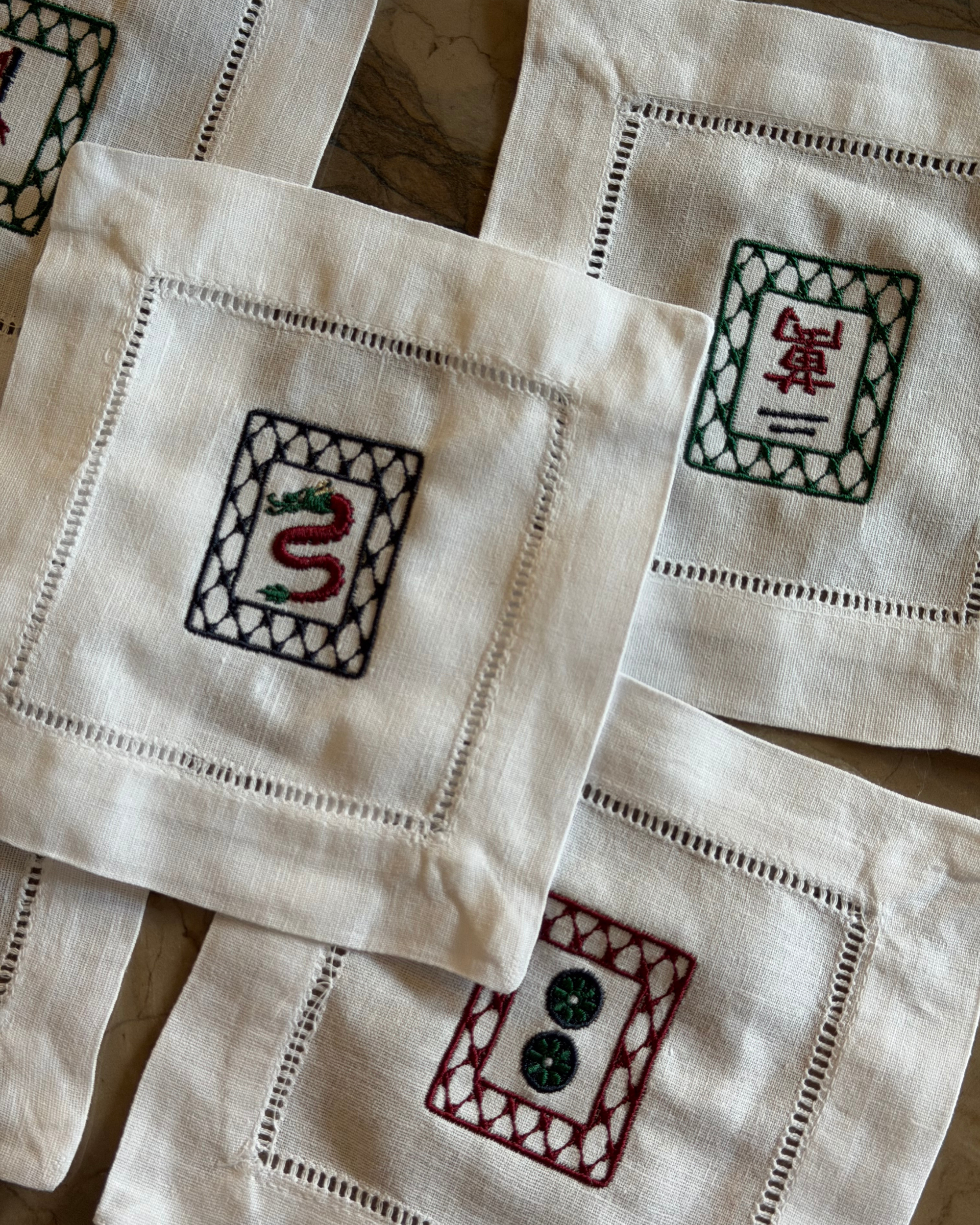 Custom Mahjong Tile Cocktail Napkins