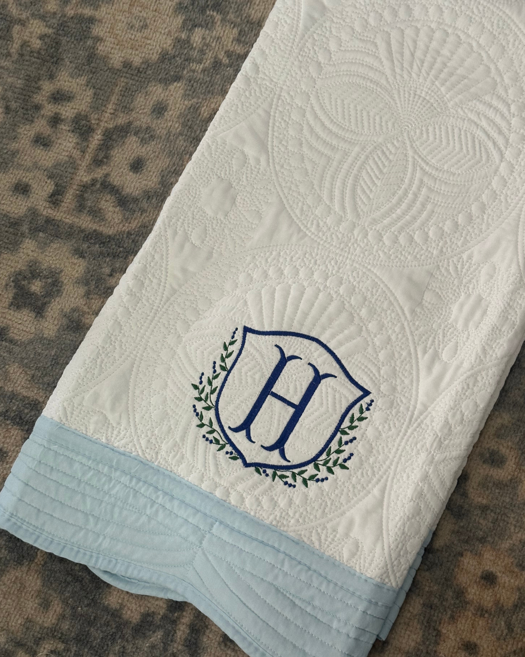 Heirloom Baby Blanket with "H" Initial