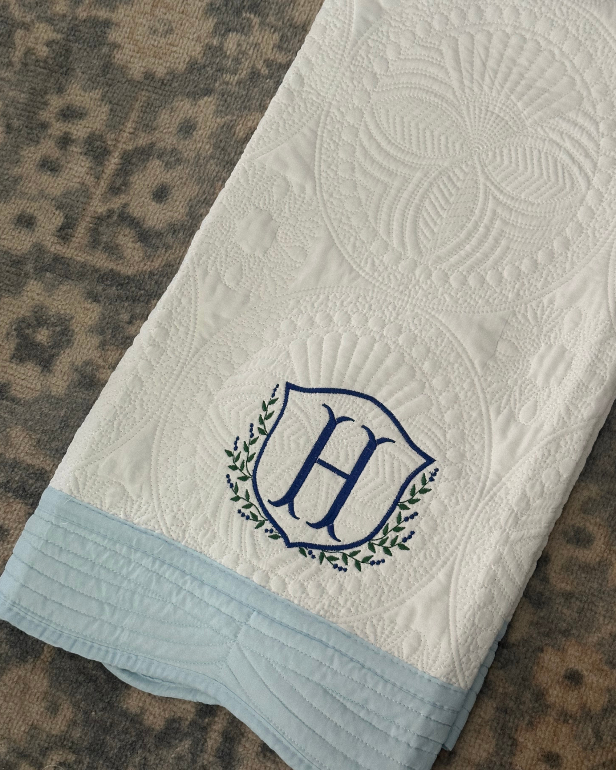 Heirloom Baby Blanket with "H" Initial