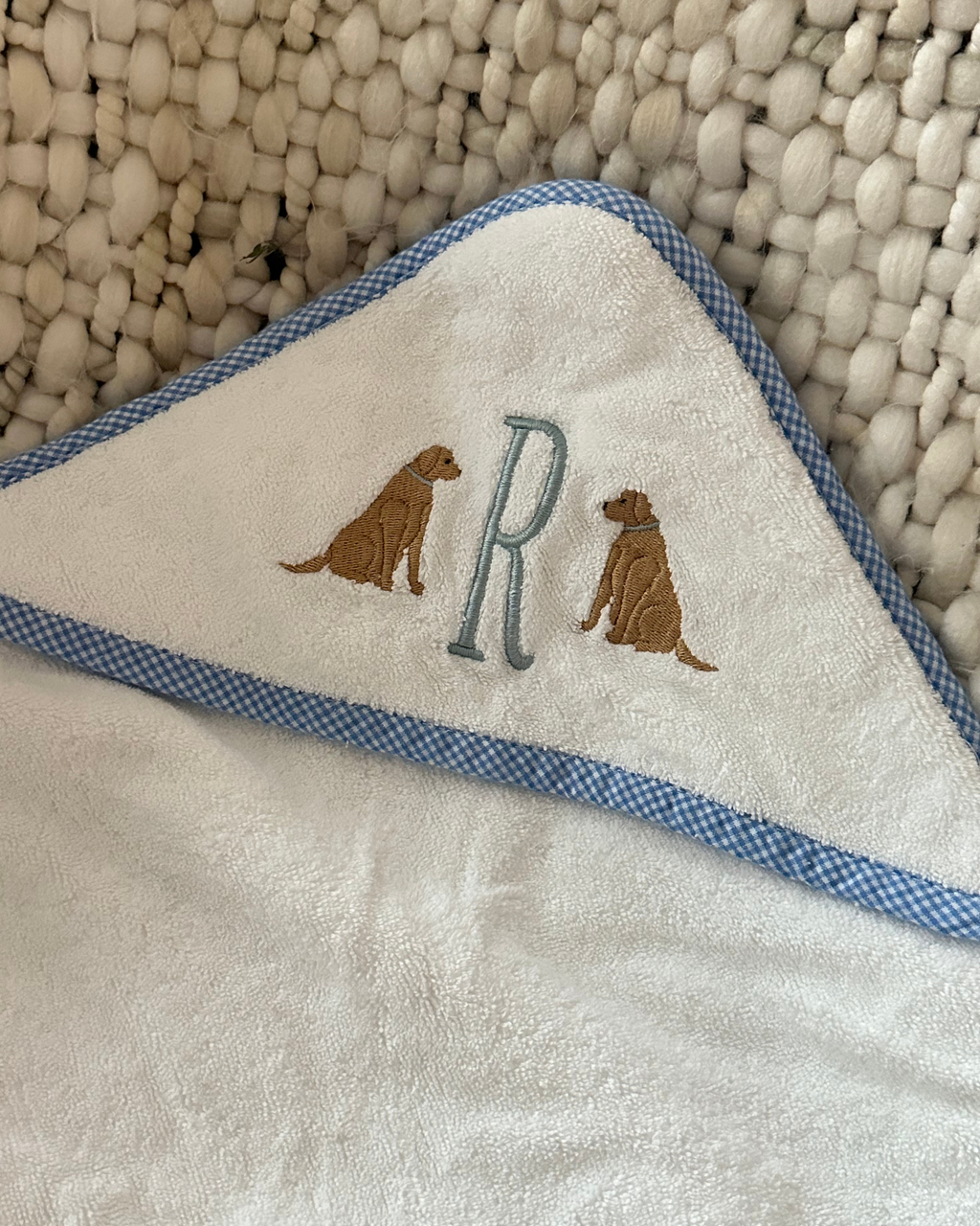 Cotton Hooded Towel with Initial “R”