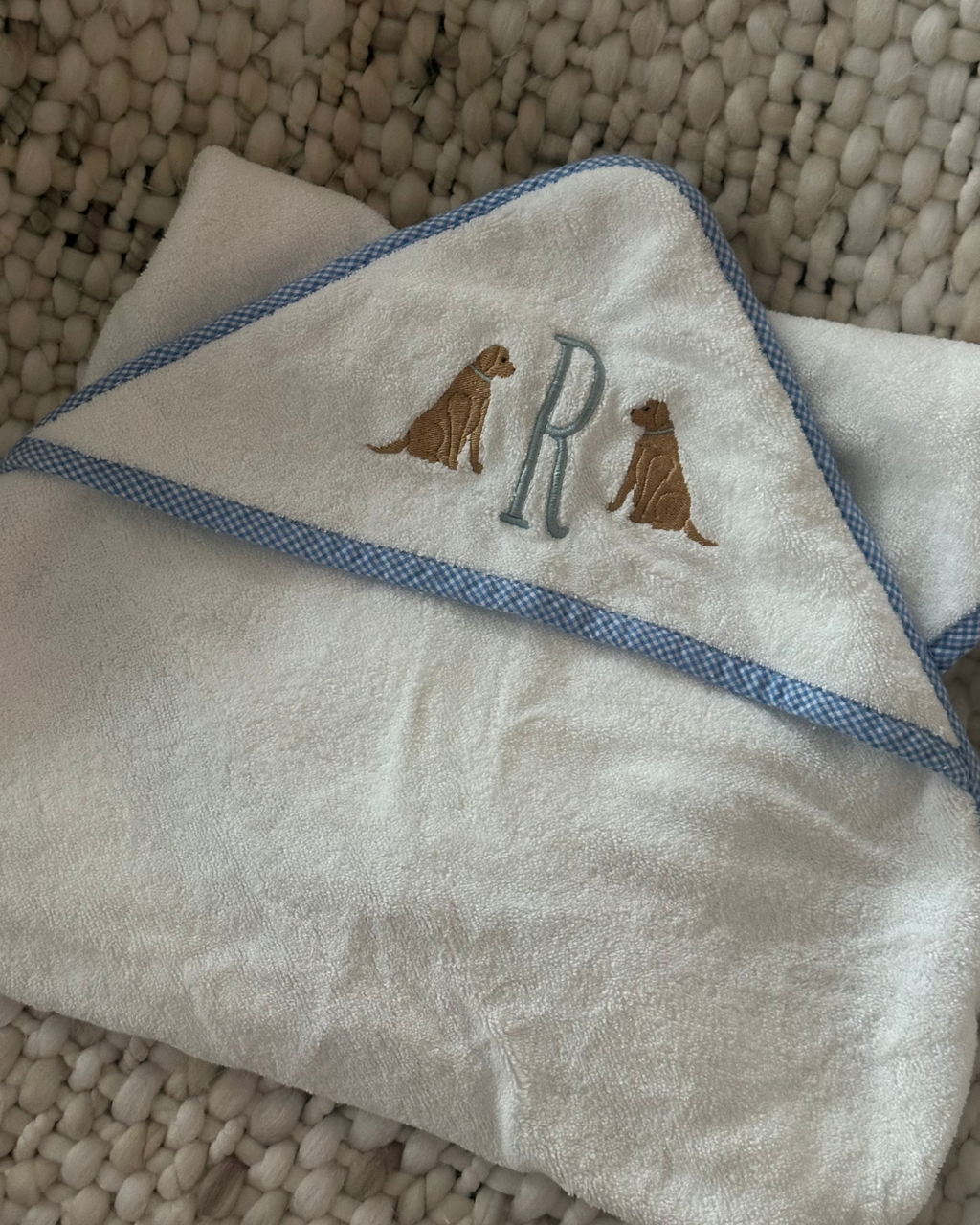 Cotton Hooded Towel with Initial “R”